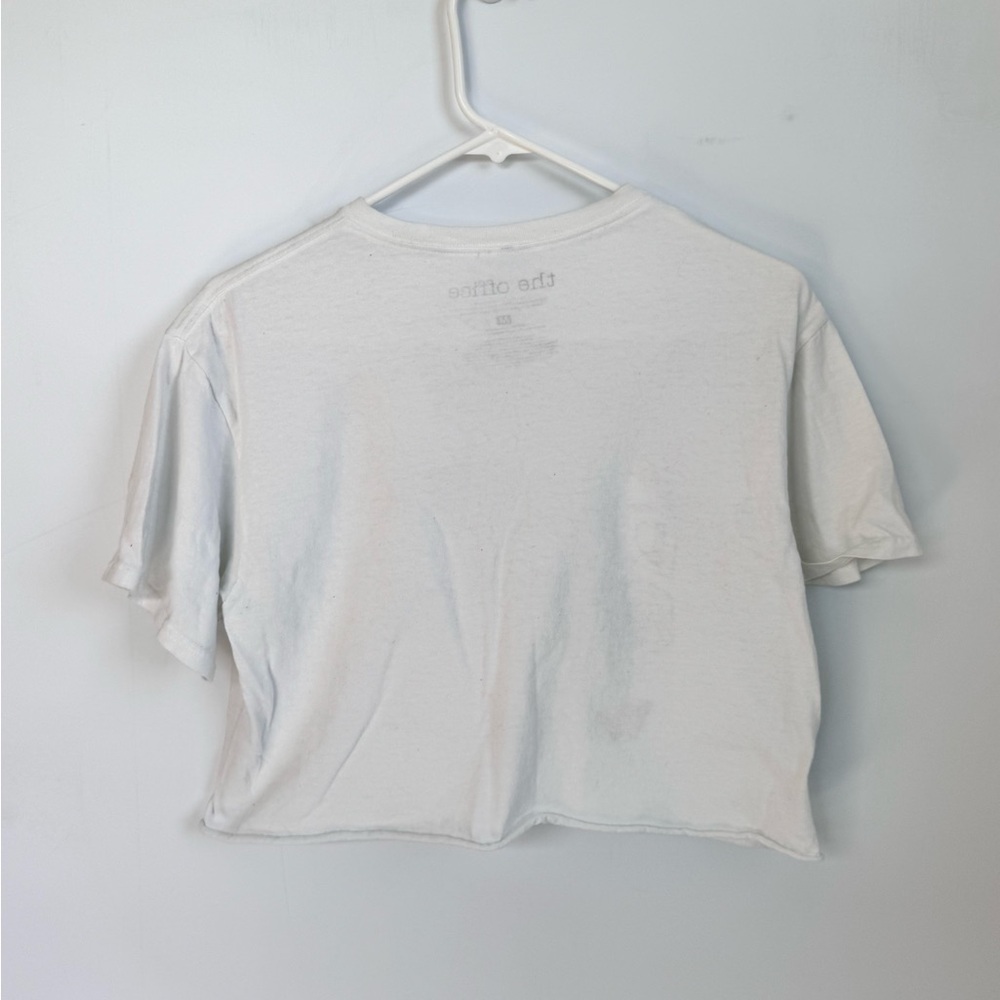 The Office Dunder Mifflin Paper Airplane Logo White Cropped Tee Size Medium - Picture 4 of 4